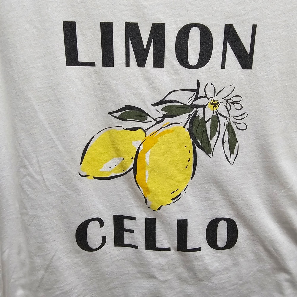 Free Assembly Womens XL White Limon Cello Organic Cotton Graphic Tee Summer Vaca - Picture 2 of 7